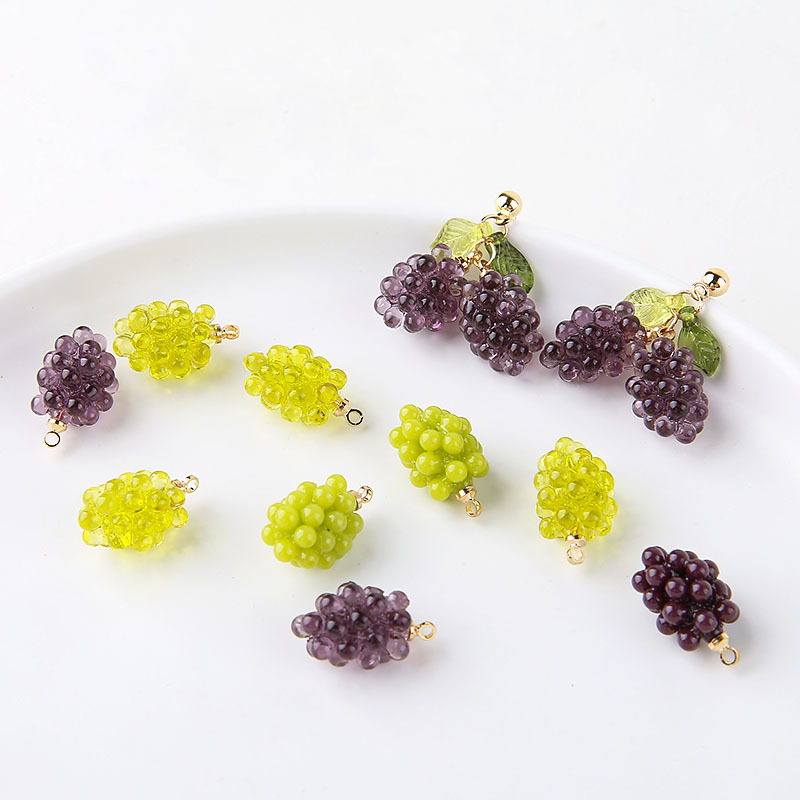 Resin Art Jewelry Kit - 6pcs Cute Little Grapes Resin Charms