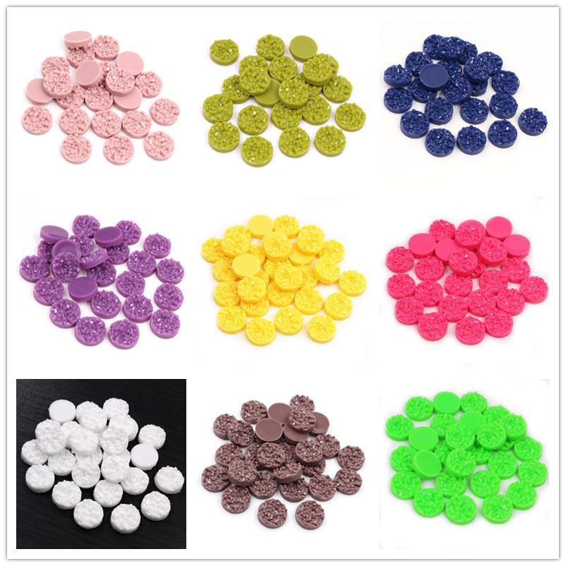 Resin Art Jewelry Kit - 40pcs Resin Druzy Cabochons Dome 8/10/12mm
