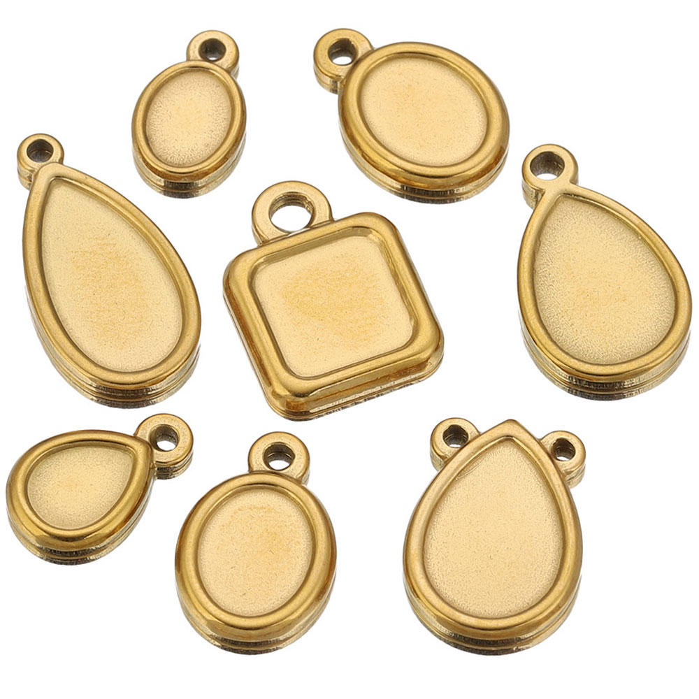 Resin Art Jewelry Kit - 5pcs Stainless Steel Square Drop Round
