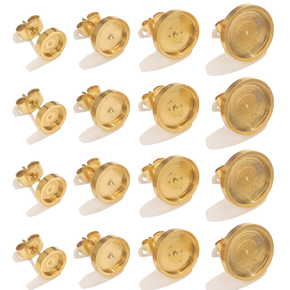Resin Art Jewelry Kit - 10pcs Stainless Steel Gold Earring Stud