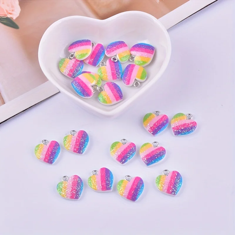 10Pcs Colorful Heart Resin Cha - đánh giá và giá Resin Art Jewelry Kit