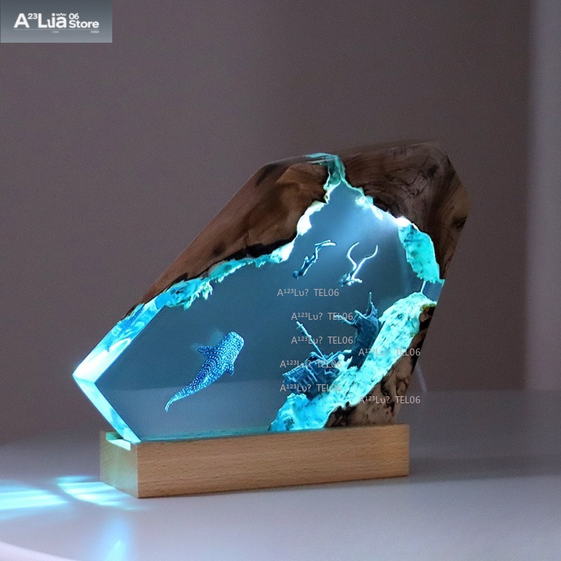 Wood Resin Night Light Ocean A - đánh giá và giá Resin Art With Wood