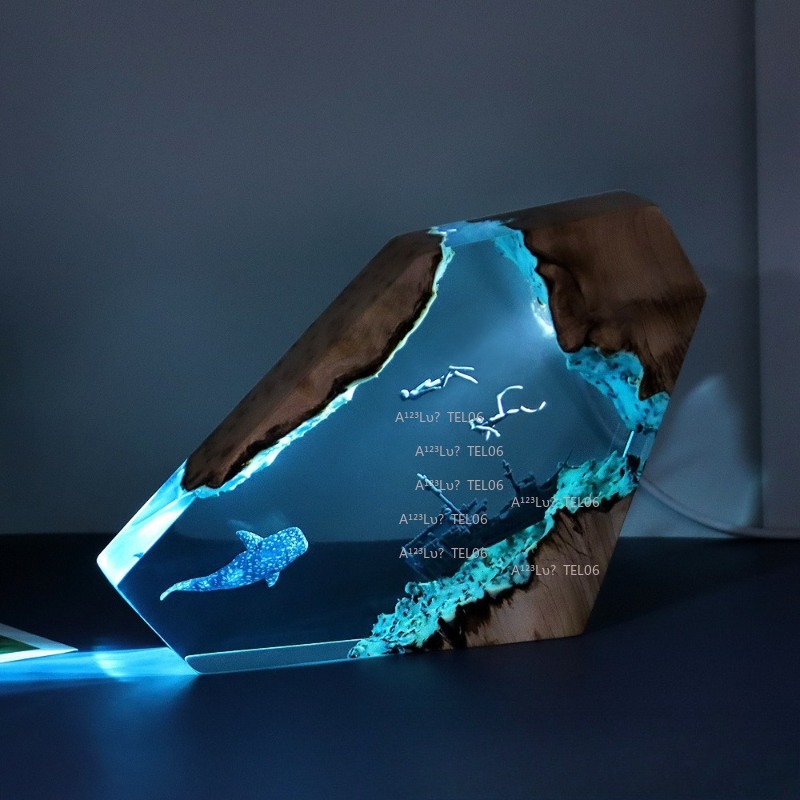 Wood Resin Night Light Ocean A - đánh giá và giá Resin Art With Wood