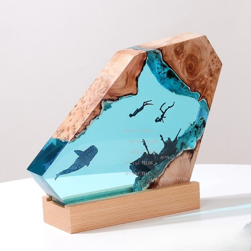 Wood Resin Night Light Ocean A - đánh giá và giá Resin Art With Wood