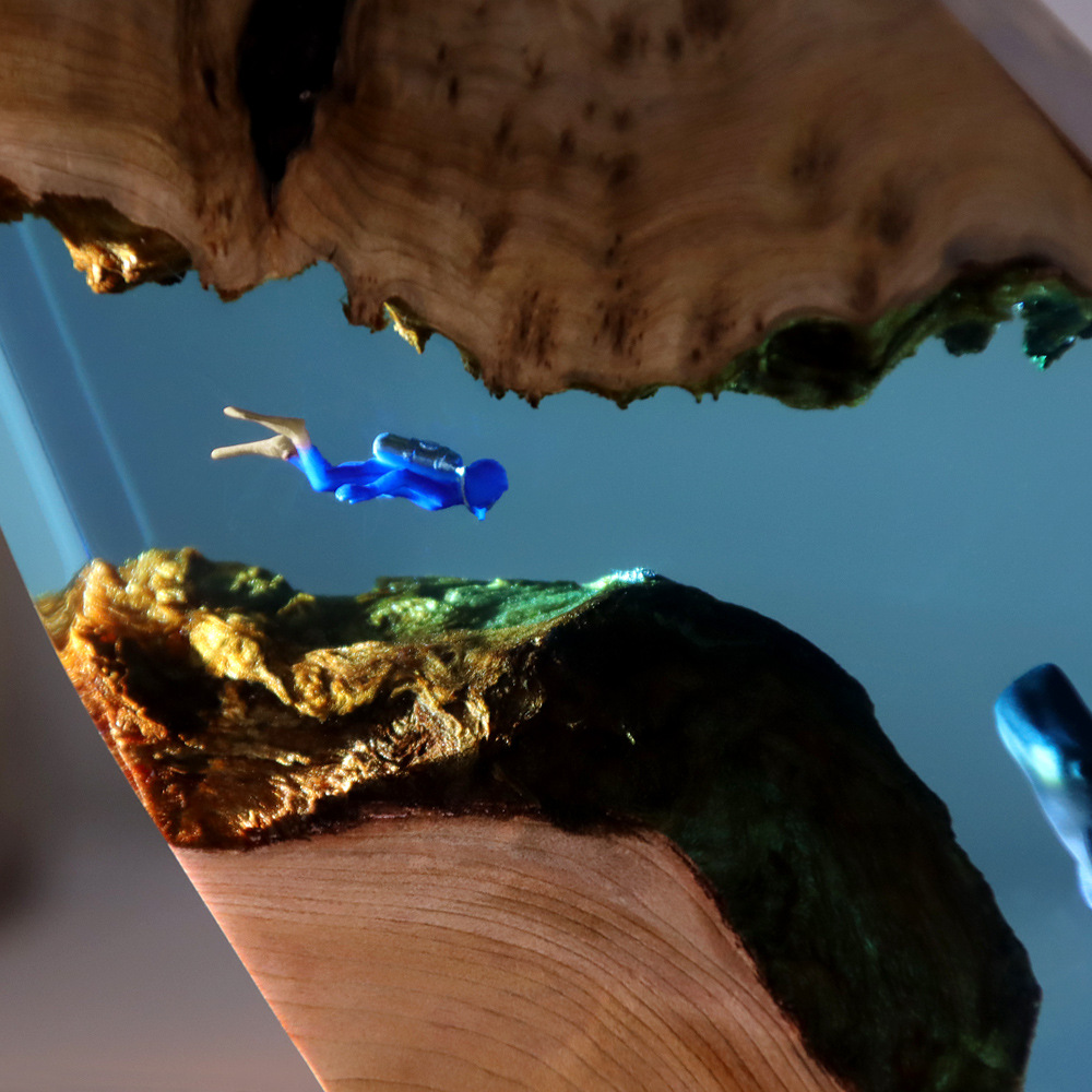New Underwater Cave Whale Dive - đánh giá và giá Resin Art With Wood