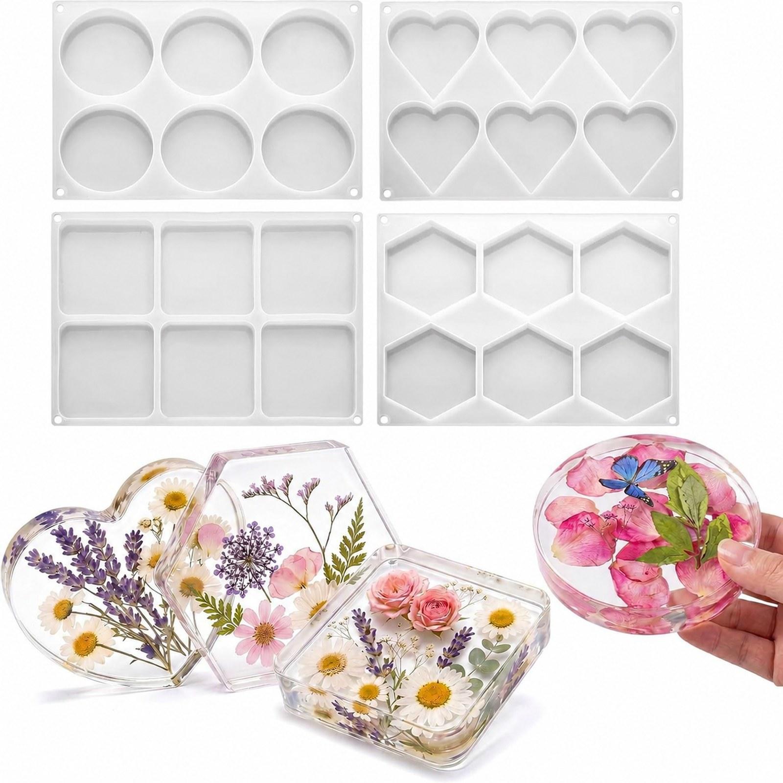 4Pcs Deep Resin Coaster Molds  - đánh giá và giá Coaster Mold Square