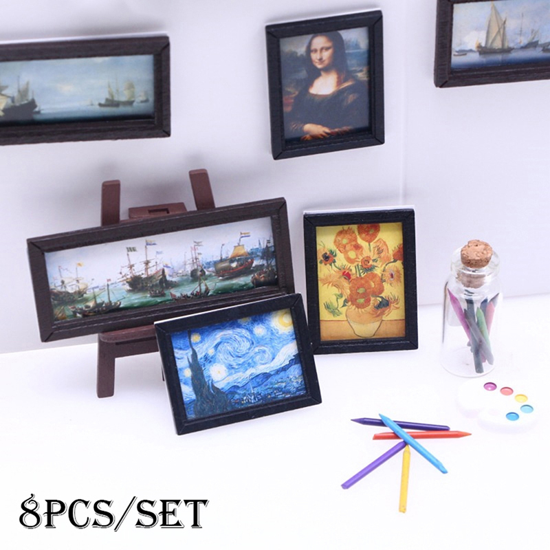 8Pcs 1:12 Dollhouse Vintage Oi - đánh giá và giá Resin Art With Wood